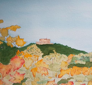 Gemälde "Blick zum Hambacher Schloss"