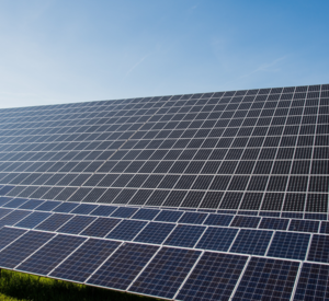Großes Photovoltaikfeld auf einer Freifläche